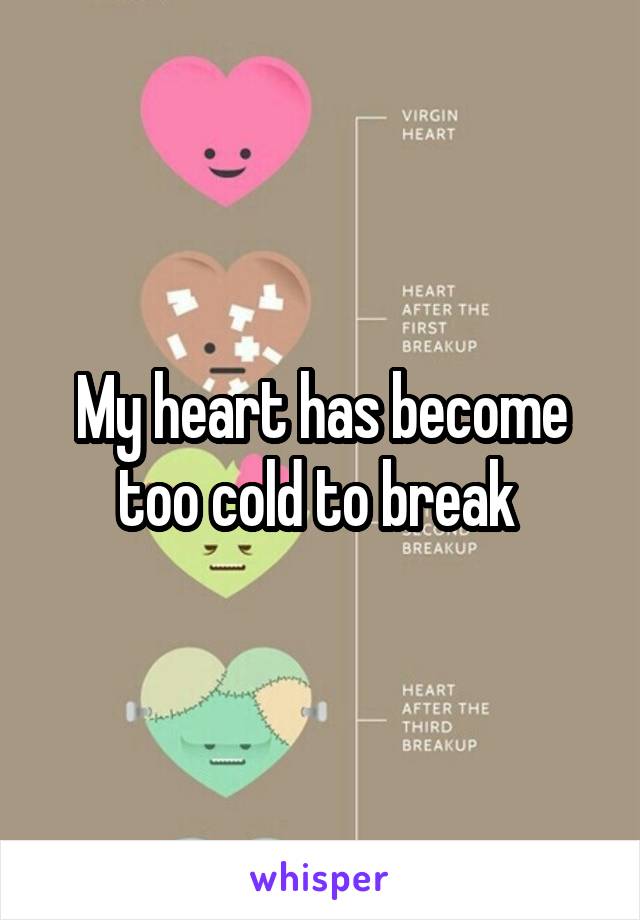 My heart has become too cold to break 