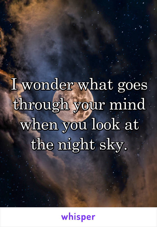 I wonder what goes through your mind when you look at the night sky.