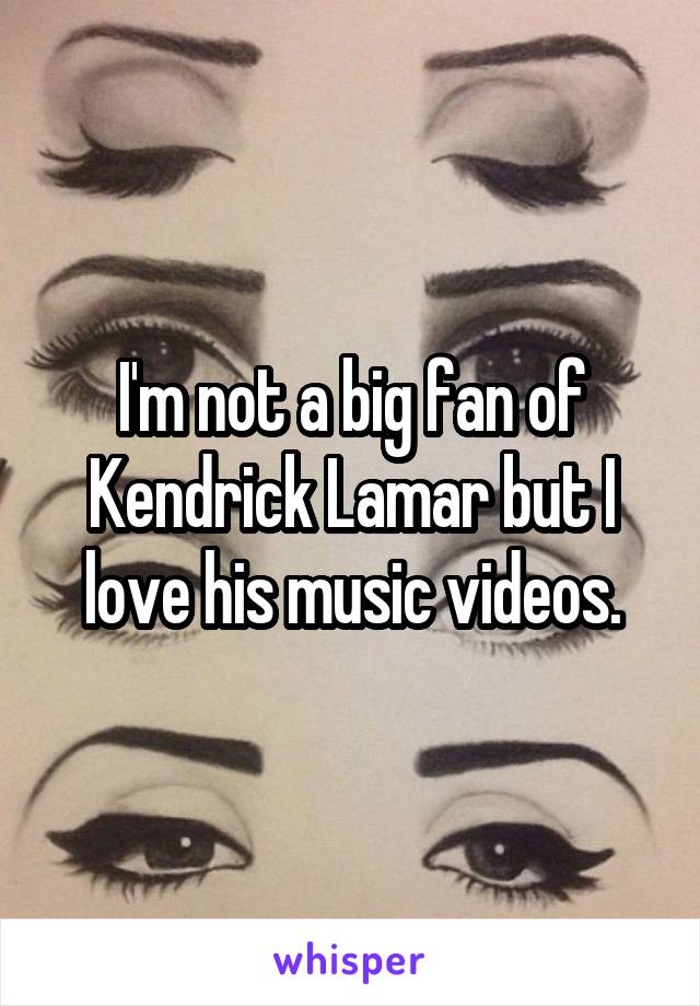 I'm not a big fan of Kendrick Lamar but I love his music videos.