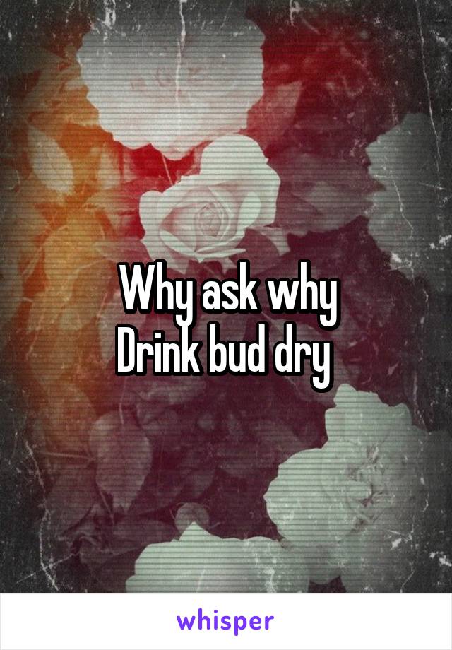 Why ask why
Drink bud dry 