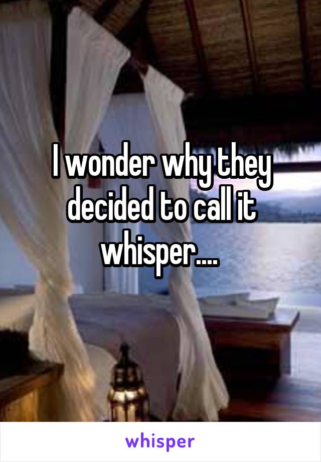 I wonder why they decided to call it whisper.... 
