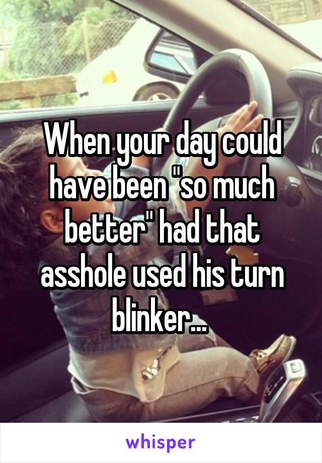 When your day could have been "so much better" had that asshole used his turn blinker... 