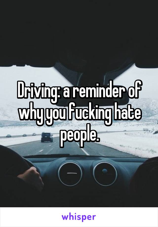 Driving: a reminder of why you fucking hate people.