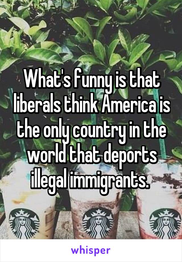 What's funny is that liberals think America is the only country in the world that deports illegal immigrants. 