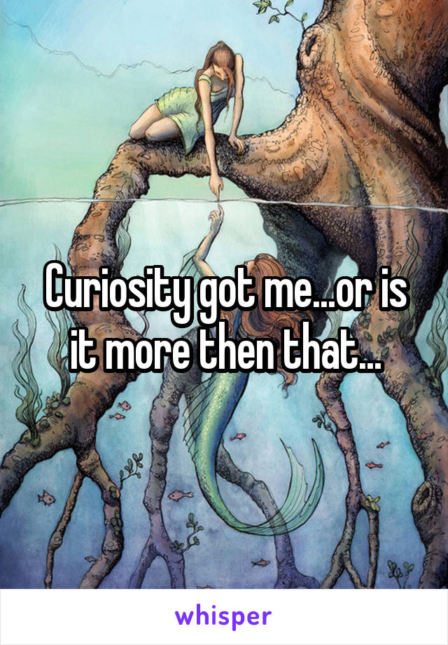 Curiosity got me...or is it more then that...