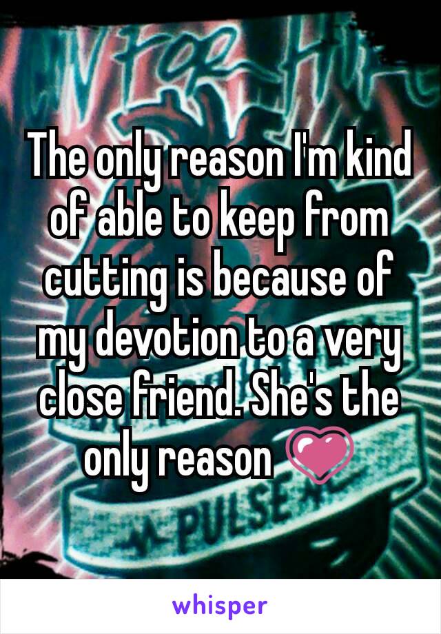 The only reason I'm kind of able to keep from cutting is because of my devotion to a very close friend. She's the only reason 💗