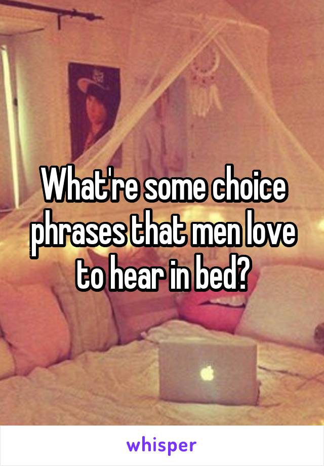 What're some choice phrases that men love to hear in bed?