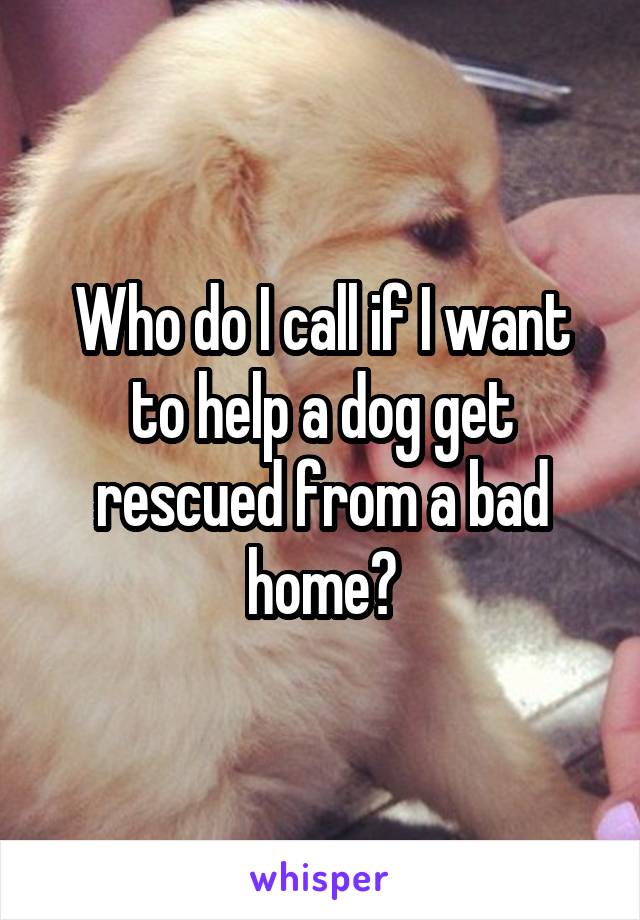 Who do I call if I want to help a dog get rescued from a bad home?