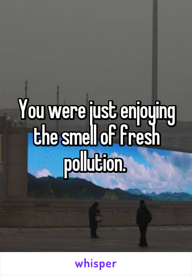 You were just enjoying the smell of fresh pollution. 