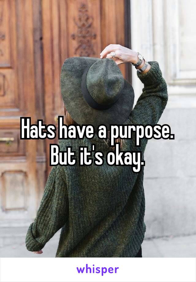 Hats have a purpose. But it's​ okay.