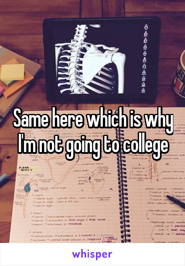 Same here which is why I'm not going to college