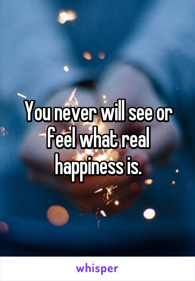 You never will see or feel what real happiness is.