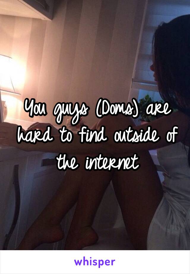 
You guys (Doms) are hard to find outside of the internet