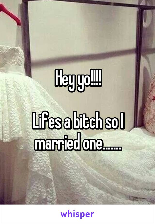 Hey yo!!!!

Lifes a bitch so I married one.......