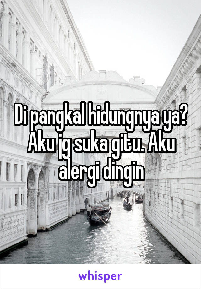 Di pangkal hidungnya ya? Aku jg suka gitu. Aku alergi dingin