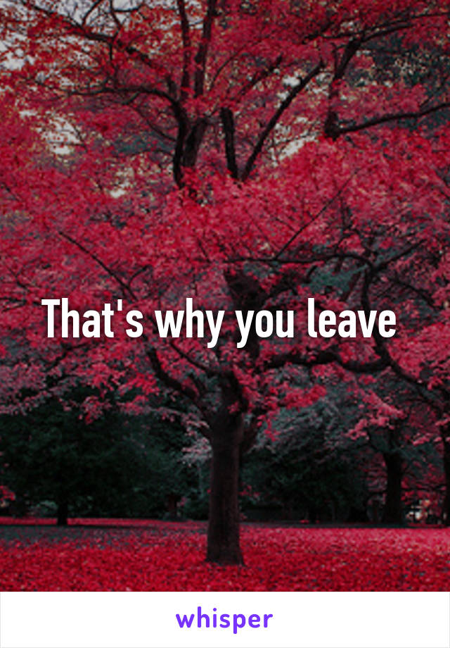 That's why you leave 