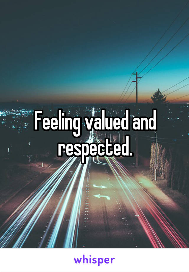 Feeling valued and respected.