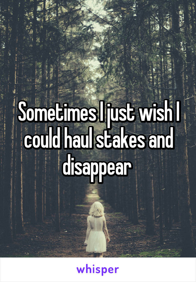 Sometimes I just wish I could haul stakes and disappear 