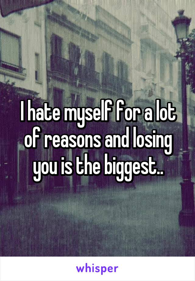 I hate myself for a lot of reasons and losing you is the biggest..