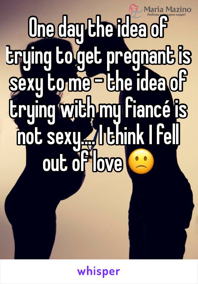 One day the idea of trying to get pregnant is sexy to me - the idea of trying with my fiancé is not sexy.... I think I fell out of love 🙁
