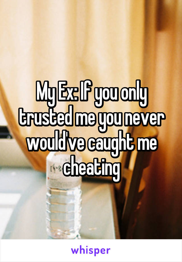 My Ex: If you only trusted me you never would've caught me cheating