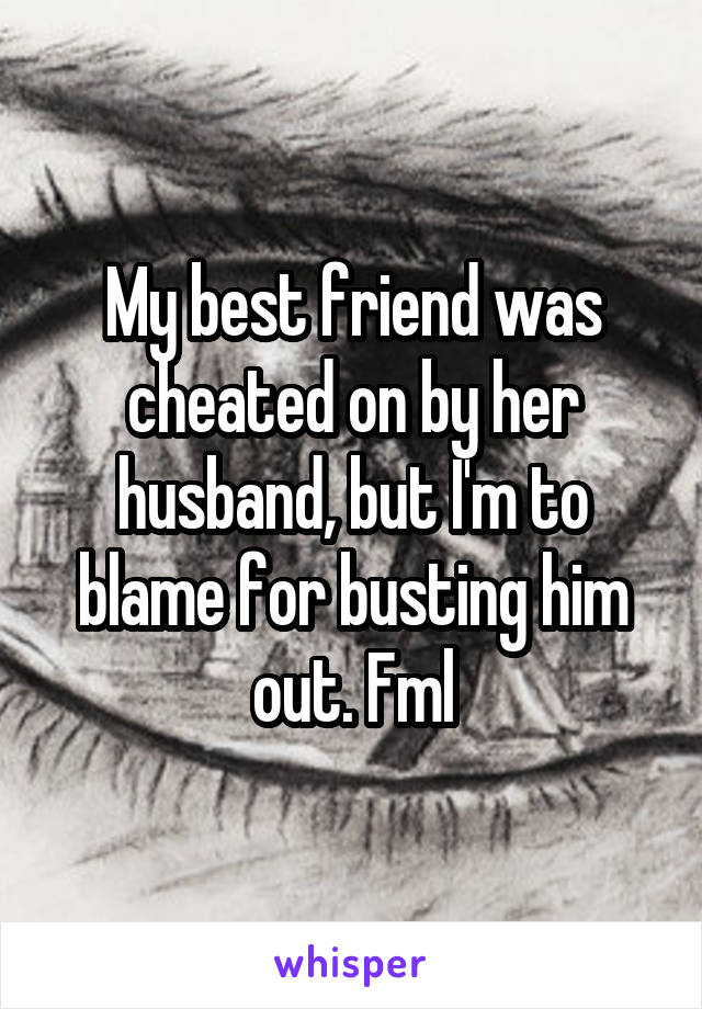 My best friend was cheated on by her husband, but I'm to blame for busting him out. Fml