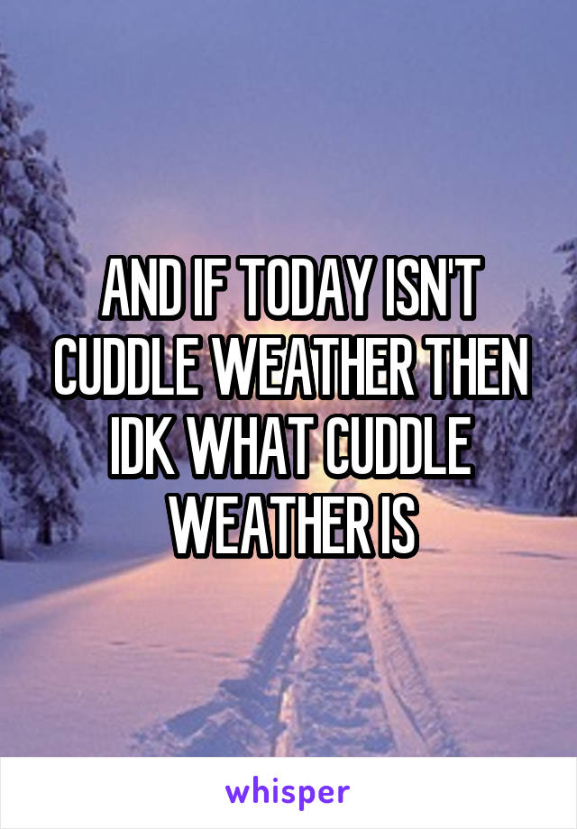 AND IF TODAY ISN'T CUDDLE WEATHER THEN IDK WHAT CUDDLE WEATHER IS