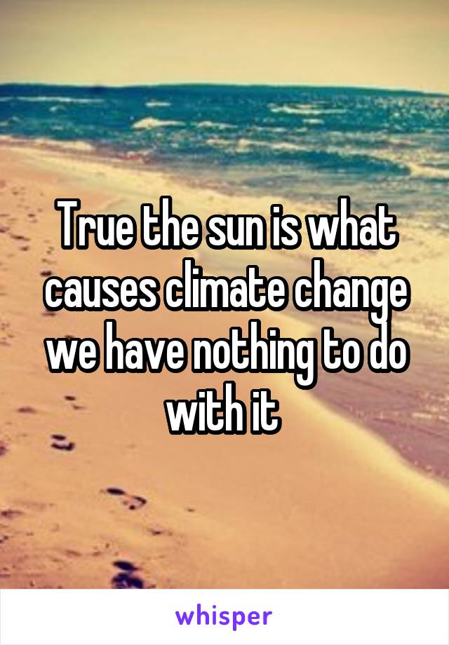 True the sun is what causes climate change we have nothing to do with it 