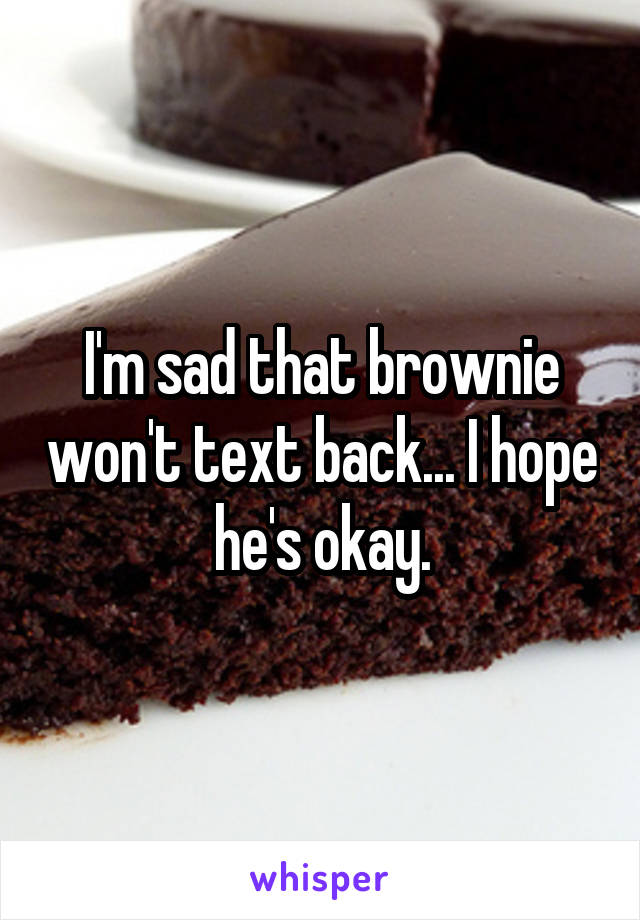 I'm sad that brownie won't text back... I hope he's okay.