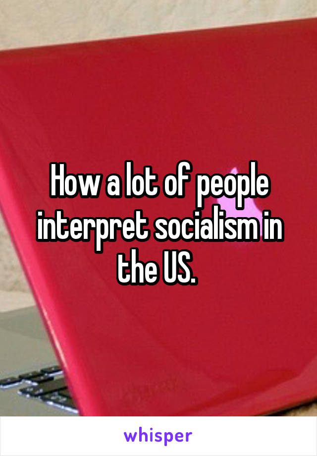 How a lot of people interpret socialism in the US. 