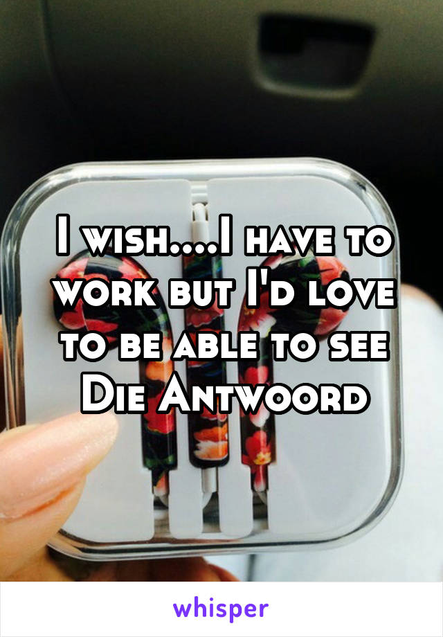 I wish....I have to work but I'd love to be able to see Die Antwoord