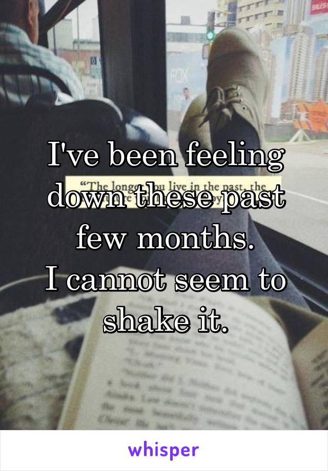I've been feeling down these past few months.
I cannot seem to shake it.