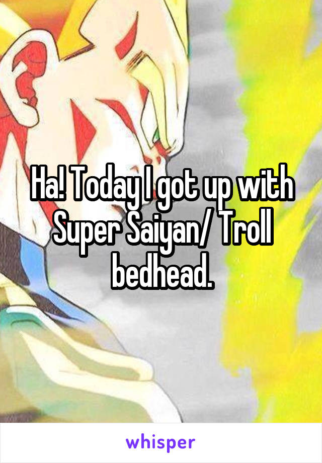 Ha! Today I got up with Super Saiyan/ Troll bedhead.