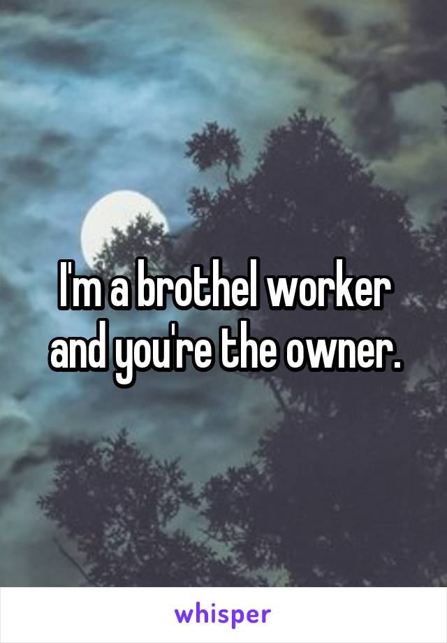 I'm a brothel worker and you're the owner.