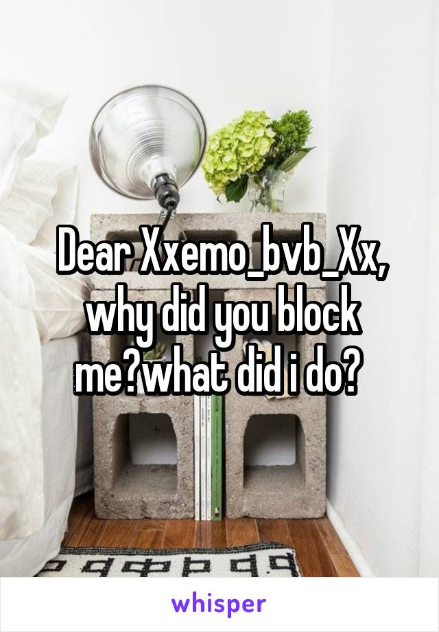  Dear Xxemo_bvb_Xx, why did you block me?what did i do? 