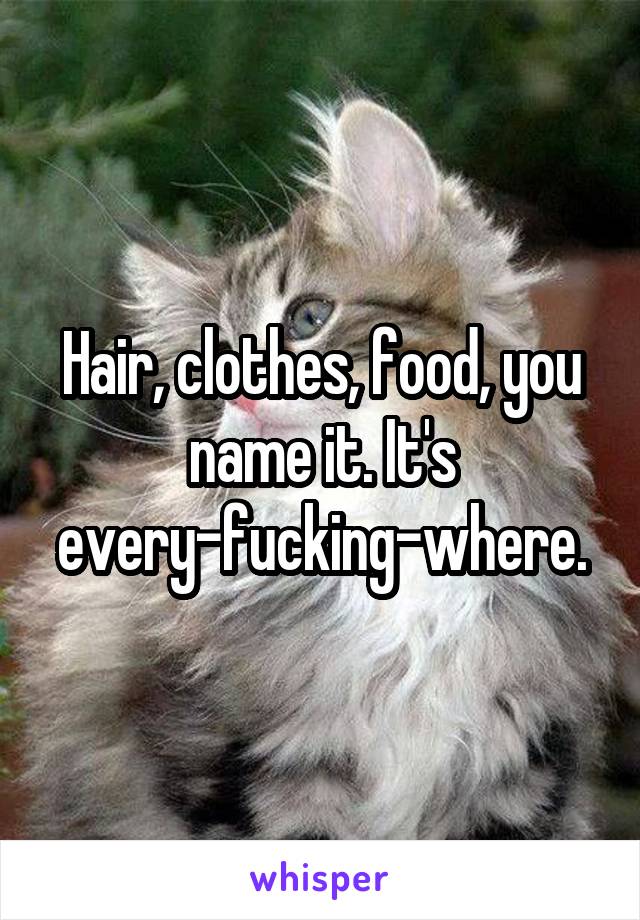 Hair, clothes, food, you name it. It's every-fucking-where.