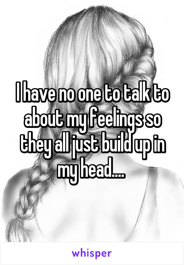 I have no one to talk to about my feelings so they all just build up in my head.... 