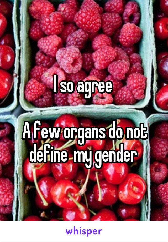 I so agree 

A few organs do not define  my gender 