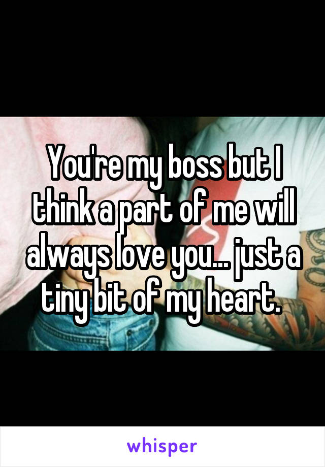You're my boss but I think a part of me will always love you... just a tiny bit of my heart. 