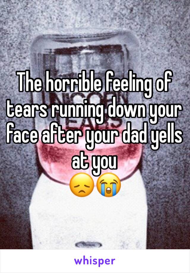 The horrible feeling of tears running down your face after your dad yells at you 
😞😭