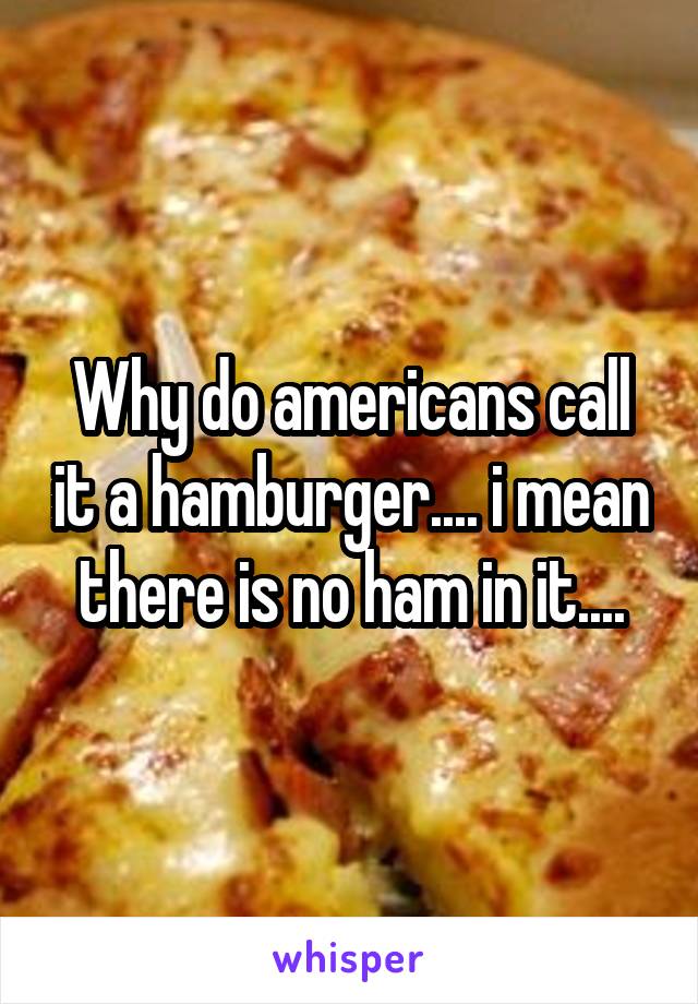 Why do americans call it a hamburger.... i mean there is no ham in it....