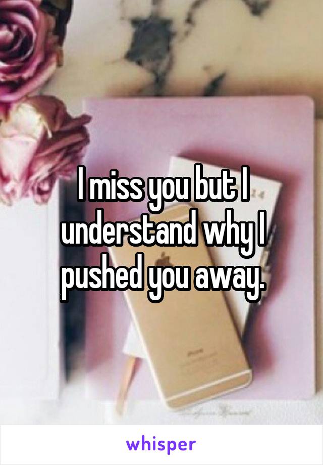 I miss you but I understand why I pushed you away.