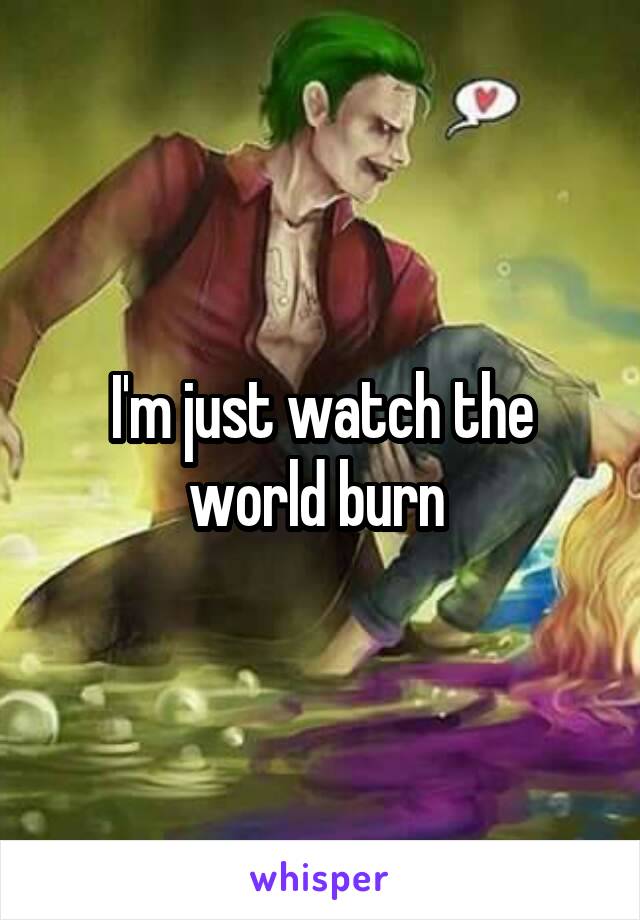 I'm just watch the world burn 