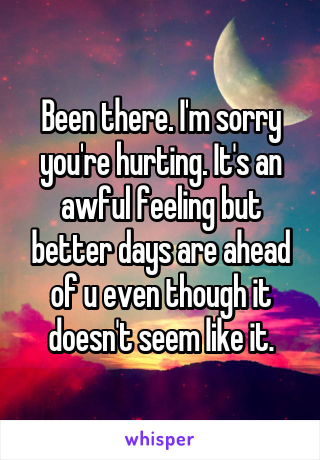 Been there. I'm sorry you're hurting. It's an awful feeling but better days are ahead of u even though it doesn't seem like it.