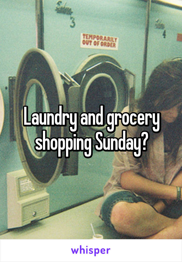 Laundry and grocery shopping Sunday?