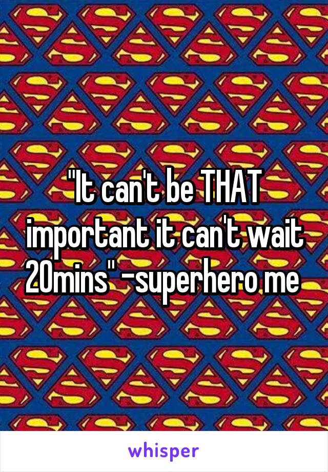 "It can't be THAT important it can't wait 20mins" -superhero me 