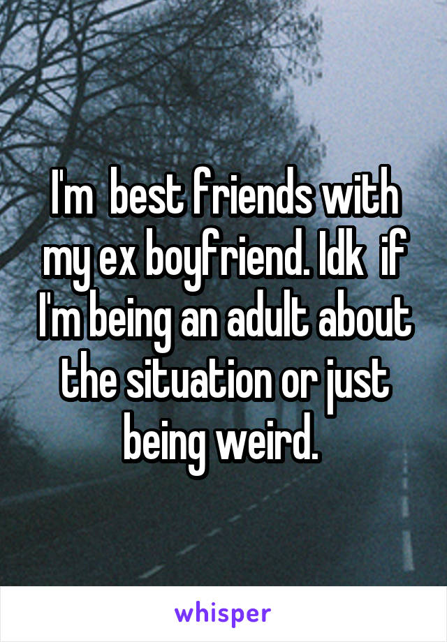 I'm  best friends with my ex boyfriend. Idk  if I'm being an adult about the situation or just being weird. 