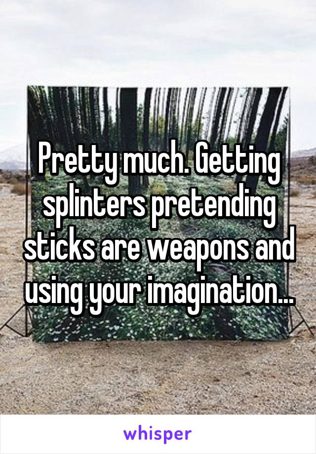 Pretty much. Getting splinters pretending sticks are weapons and using your imagination...