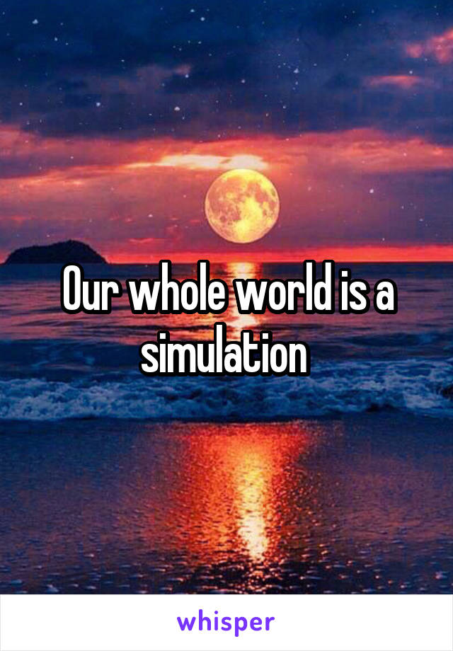 Our whole world is a simulation 