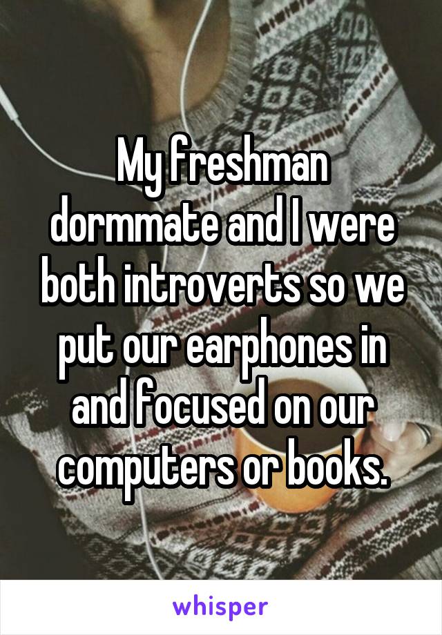 My freshman dormmate and I were both introverts so we put our earphones in and focused on our computers or books.